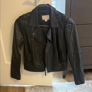Xhilaration Women's Quilted Black Leather Jacket